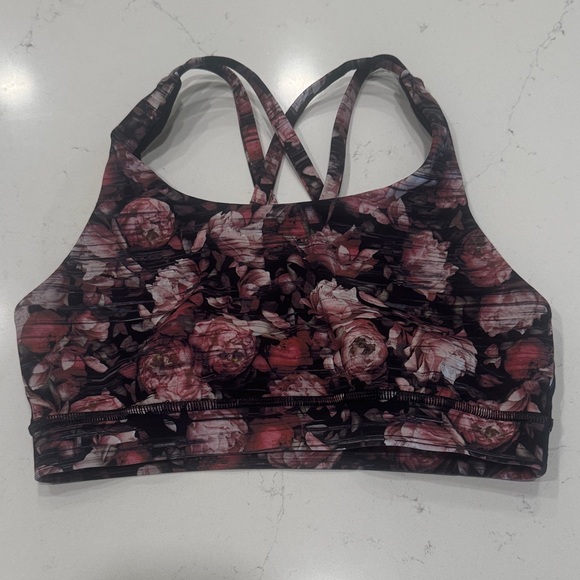 Lululemon Athletica Floral Sports Bra - Pink and Black - Picture 1 of 3